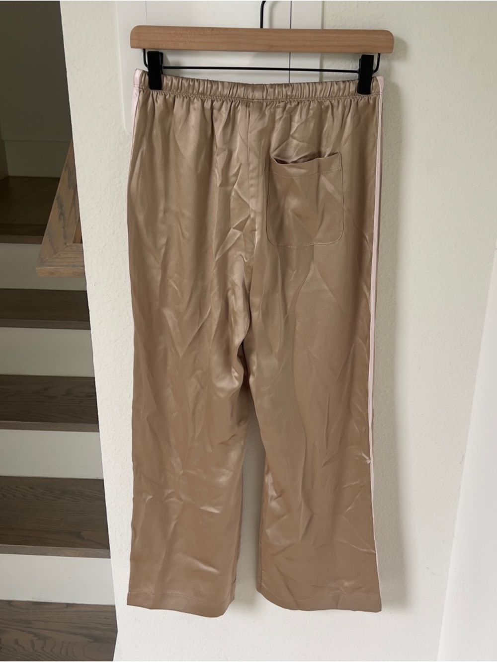 DONNI The Silk Stripe Crop Pull-on Pants In Brown - Tan / Pink - XS - NWT - Picture 5 of 8